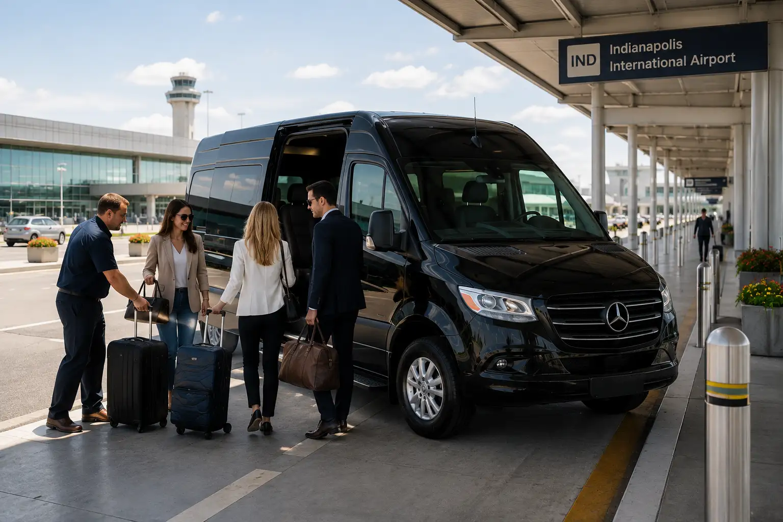 Airport Shuttle Indianapolis - IND Airport Curbside Pickup with Luggage