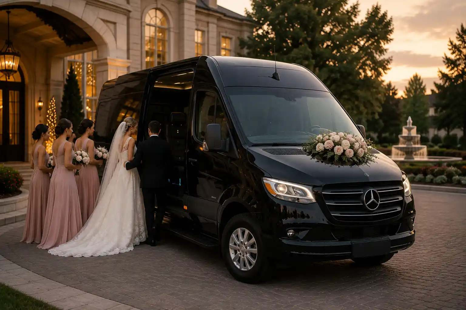 Mercedes Sprinter Van Wedding Shuttle Indianapolis - 14 Passenger Bridal Party Service