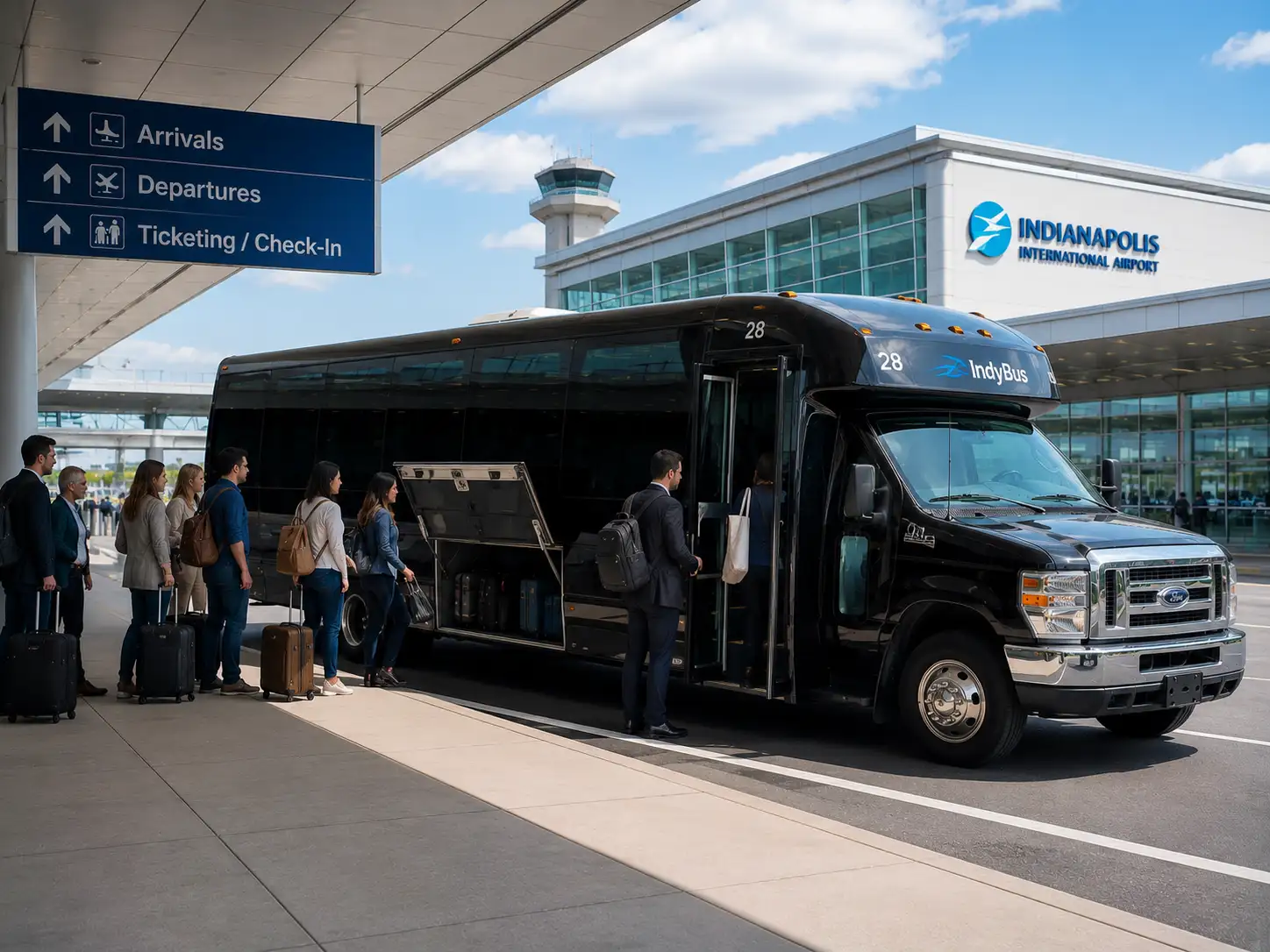 Indianapolis International Airport Shuttle - 28 Passenger Mini Bus Group Airport Transportation