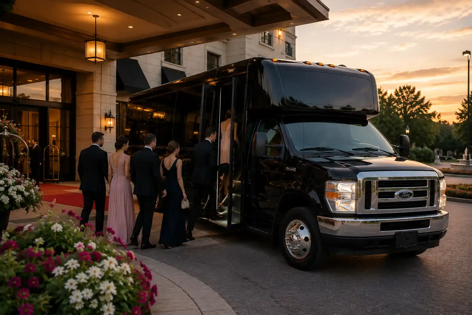 Mini Bus Wedding Shuttle Indianapolis - 28 Passenger Guest Transportation Service